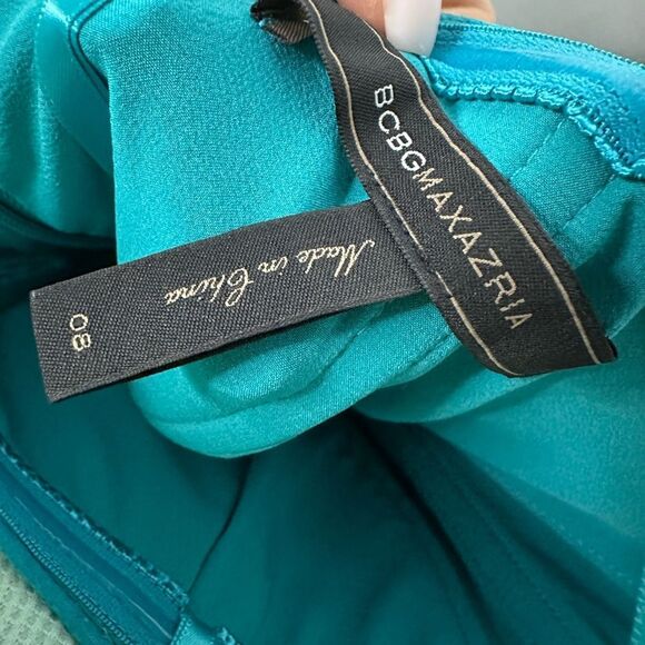 BCBG MAX AZRIA BLUEJADE STARR V-NECK SILK HALTER GOWN IML6W195 SIZE 8 blue maxi - Picture 2 of 6